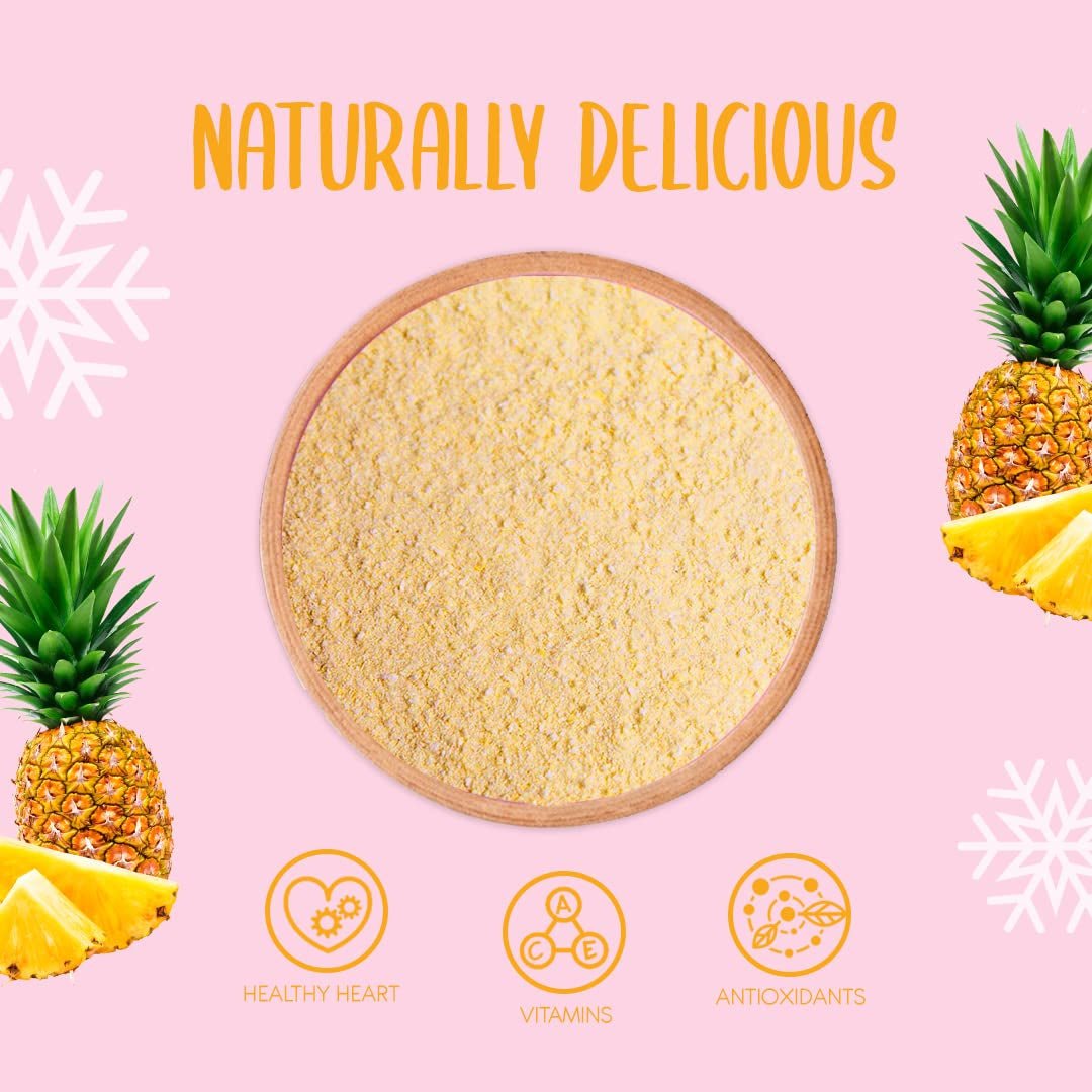 Frysetørret ananaspulver 100g - Frysetørret frugtpulver - Frysetørret ananaspulver til smoothies, yoghurt og bagning - 100% naturligt ananaspulver uden tilsætningsstoffer Dehydrerede produkter Naty Shop
