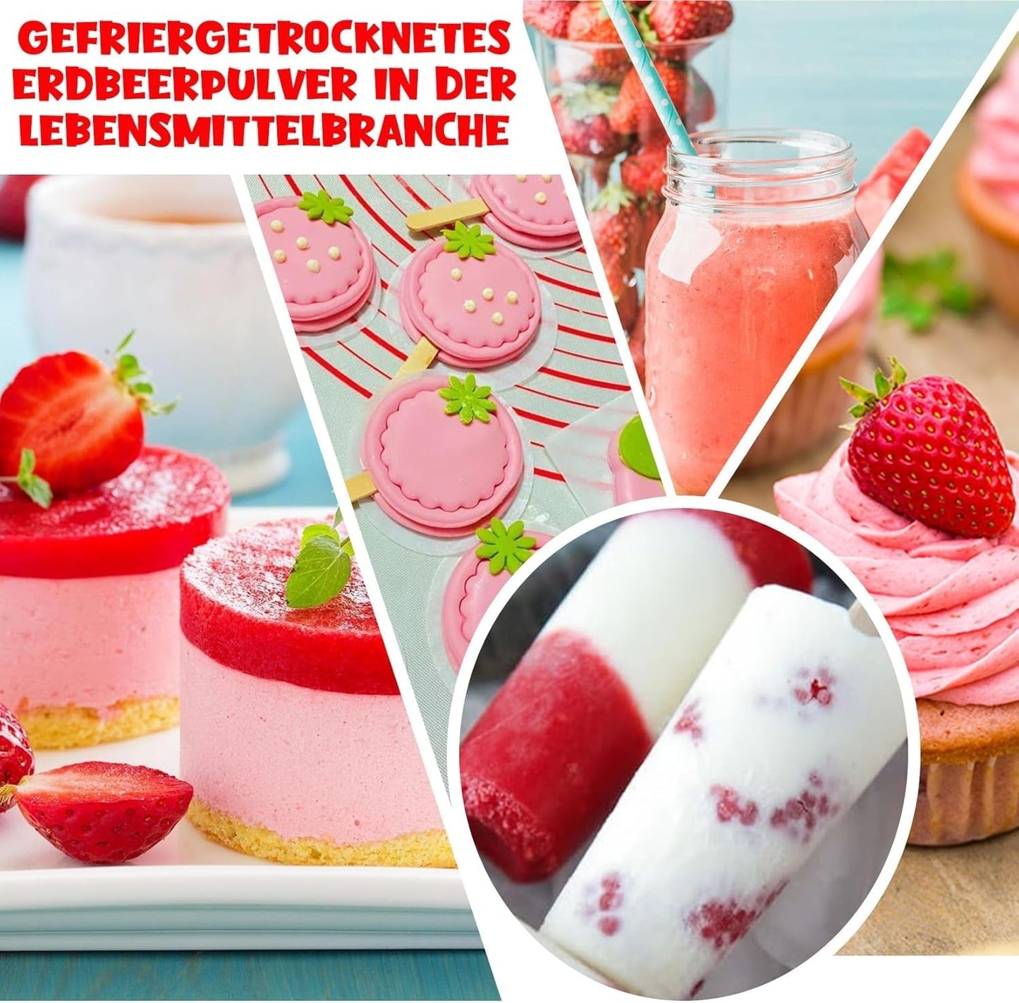 Jordbærpulver 120g - 100% naturlige jordbær Frysetørrede, uden tilsætningsstoffer Nem blanding Nærende, frysetørrede jordbær til is, kager, smoothies, drinks, smagspulver Dehydrerede produkter Naty Shop