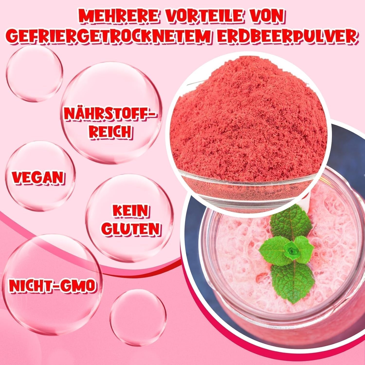 Jordbærpulver 120g - 100% naturlige jordbær Frysetørrede, uden tilsætningsstoffer Nem blanding Nærende, frysetørrede jordbær til is, kager, smoothies, drinks, smagspulver Dehydrerede produkter Naty Shop