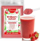 Jordbærpulver 120g - 100% naturlige jordbær Frysetørrede, uden tilsætningsstoffer Nem blanding Nærende, frysetørrede jordbær til is, kager, smoothies, drinks, smagspulver Tørrede produkter Naty Shop 120G Jordbær