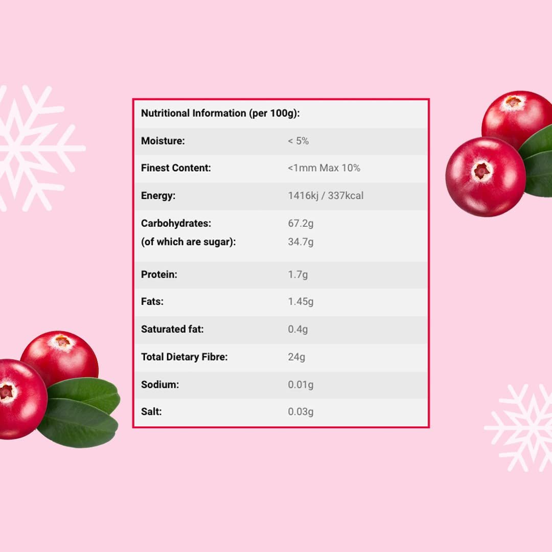 Frysetørret tranebærpulver 250g - Frysetørret frugtpulver - Frysetørret tranebærpulver til bagning, smoothies og mysli - 100% naturligt tranebærpulver uden tilsætningsstoffer Dehydrerede produkter Naty Shop