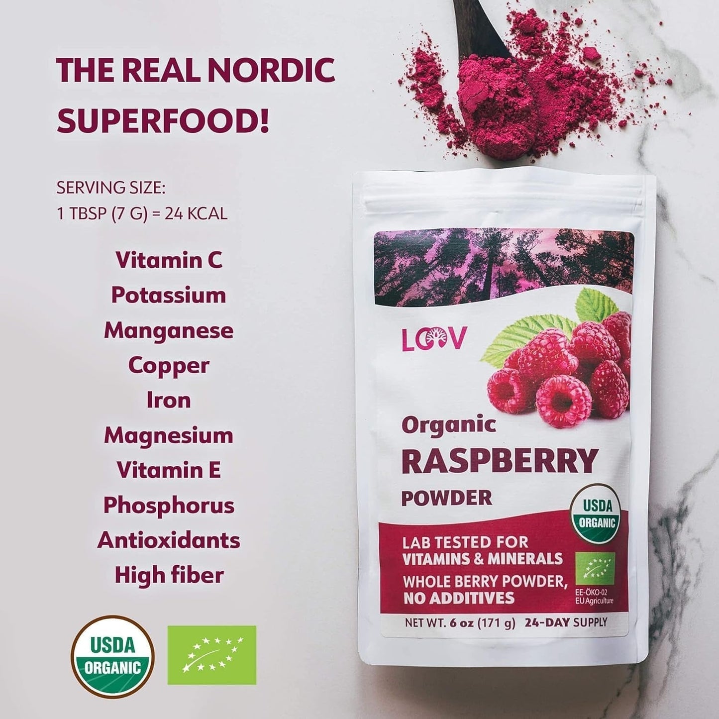 Økologisk hindbærpulver 100 % hele hindbær Frysetørret hindbærpulver 171 g fra Europa 24 dages forsyning uden tilsat sukker Naty Shop Dehydrerede produkter