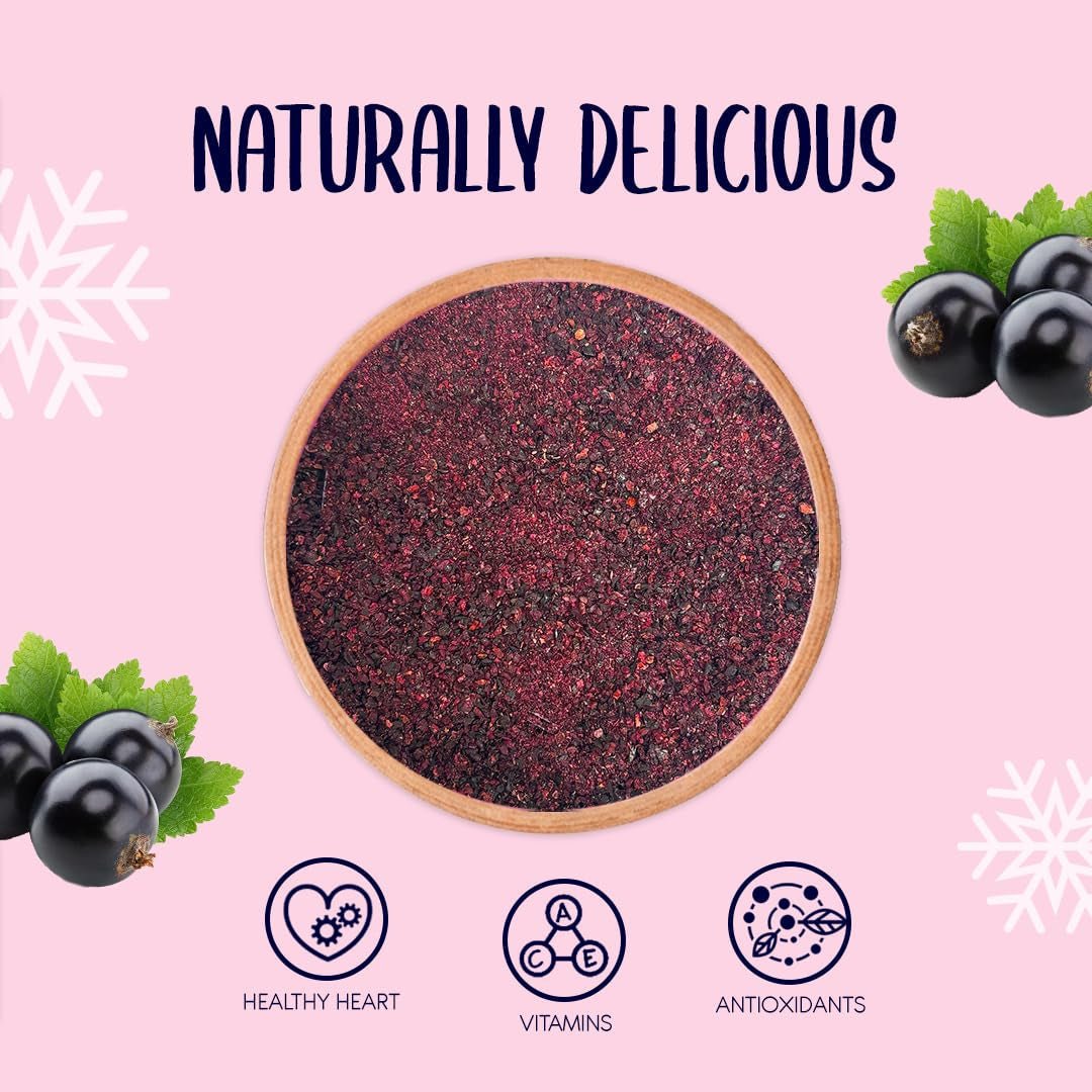 Frysetørret solbærpulver 100g - Frysetørret frugtpulver - Solbærpulver til smoothies og bagning - Naturligt solbærpulver uden tilsætningsstoffer Tørrede produkter Naty Shop