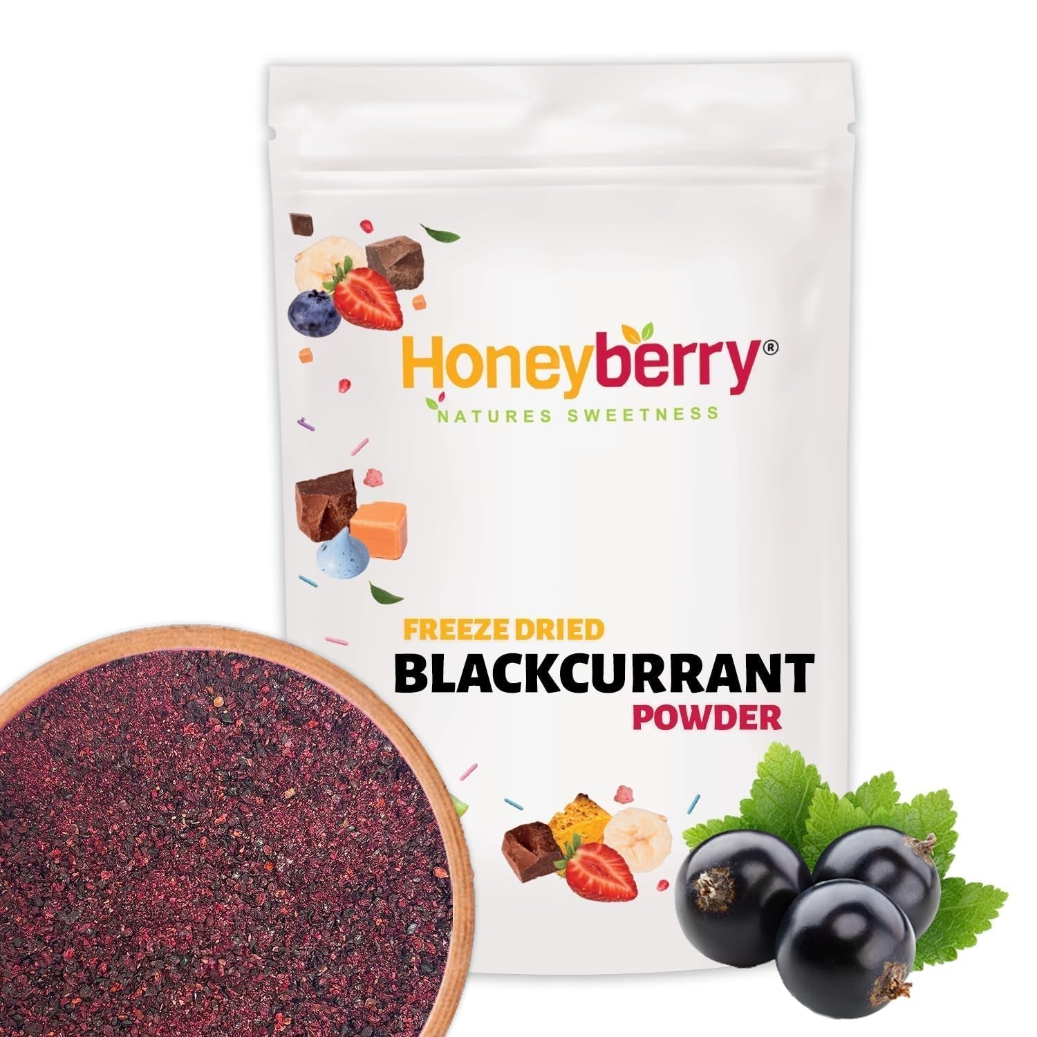 Frysetørret solbærpulver 100g - Frysetørret frugtpulver - Solbærpulver til smoothies og bagning - Naturligt solbærpulver uden tilsætningsstoffer Tørrede produkter Naty Shop 100G