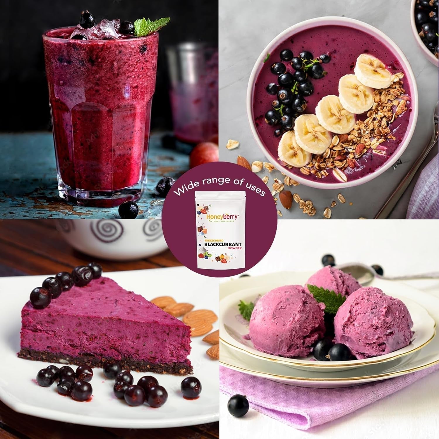 Frysetørret solbærpulver 100g - Frysetørret frugtpulver - Solbærpulver til smoothies og bagning - Naturligt solbærpulver uden tilsætningsstoffer Tørrede produkter Naty Shop