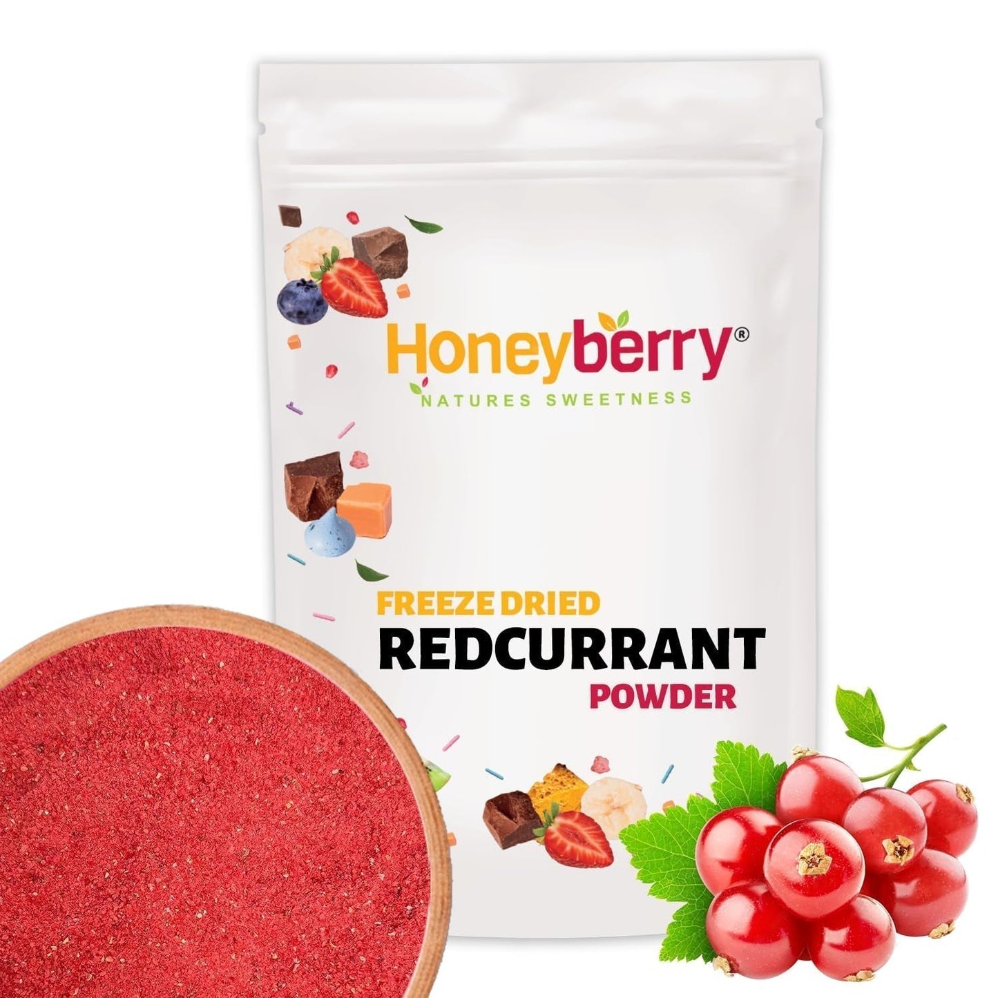 Frysetørret ribspulver 100g - Frysetørret frugtpulver - Ribspulver til smoothies og bagning - Naturligt bærpulver uden tilsætningsstoffer Dehydrerede produkter Naty Shop 100G
