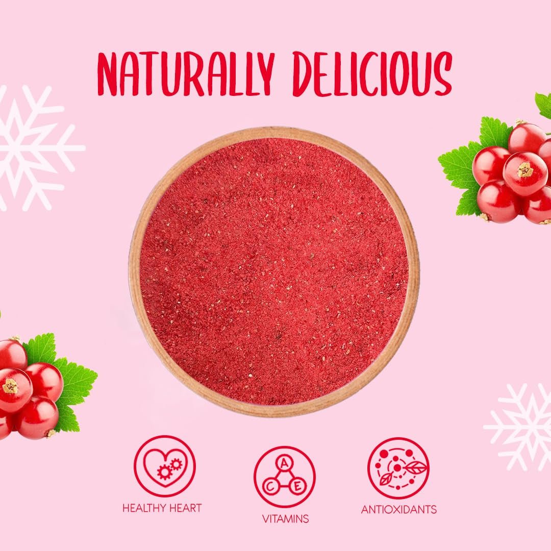Frysetørret ribspulver 100 g - Frysetørret frugtpulver - Rød ribspulver til smoothies og bagning - Naturligt bærpulver uden tilsætningsstoffer Tørrede produkter Naty Shop