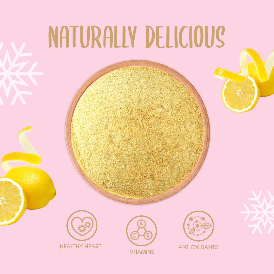 Frysetørret citronskalpulver 100g - Frysetørret frugtpulver - Frysetørret citronpulver til bagning, smoothies og te - 100% naturligt citronpulver uden tilsætningsstoffer Dehydrerede produkter Naty Shop