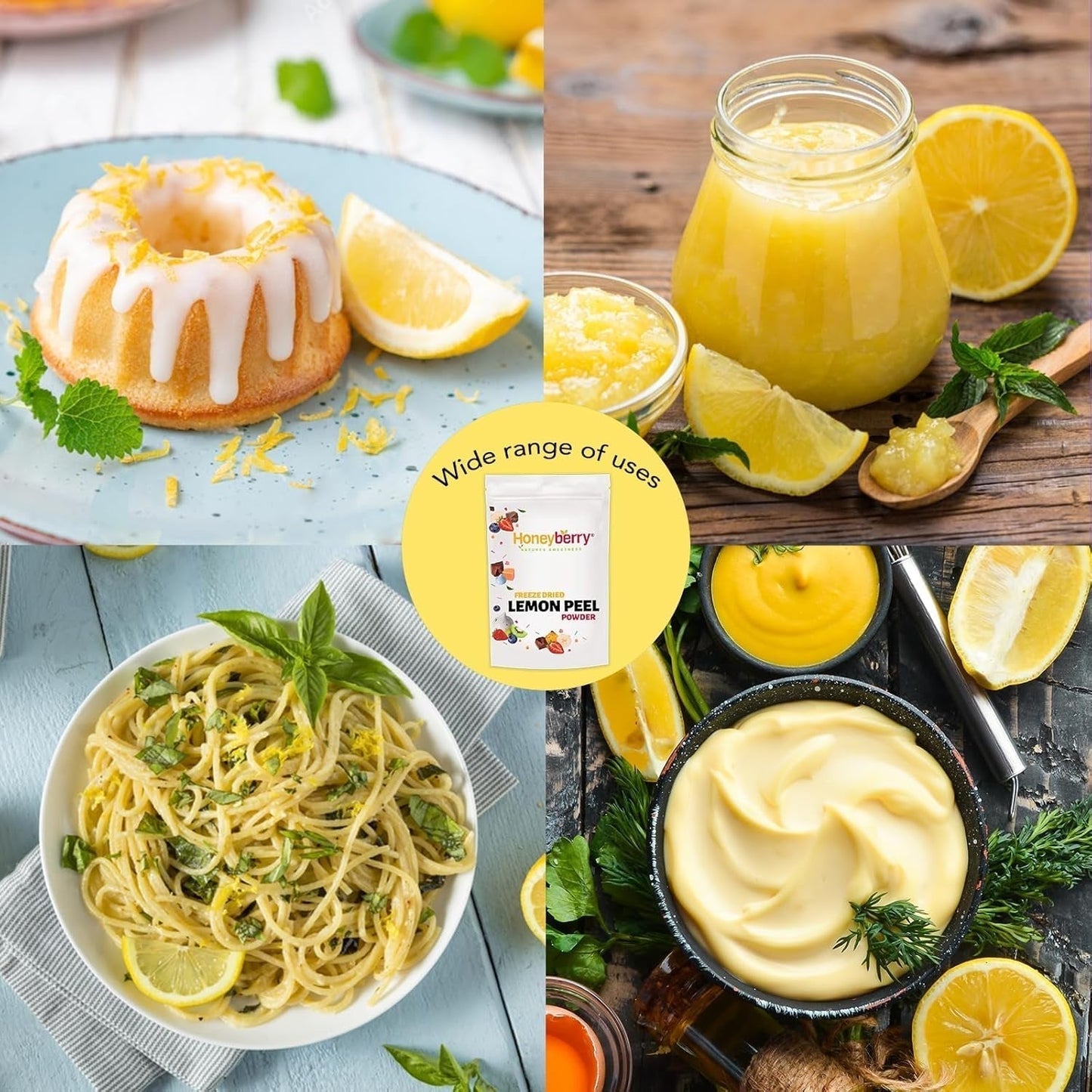 Frysetørret citronskalpulver 100g - Frysetørret frugtpulver - Frysetørret citronpulver til bagning, smoothies og te - 100% naturligt citronpulver uden tilsætningsstoffer Dehydrerede produkter Naty Shop