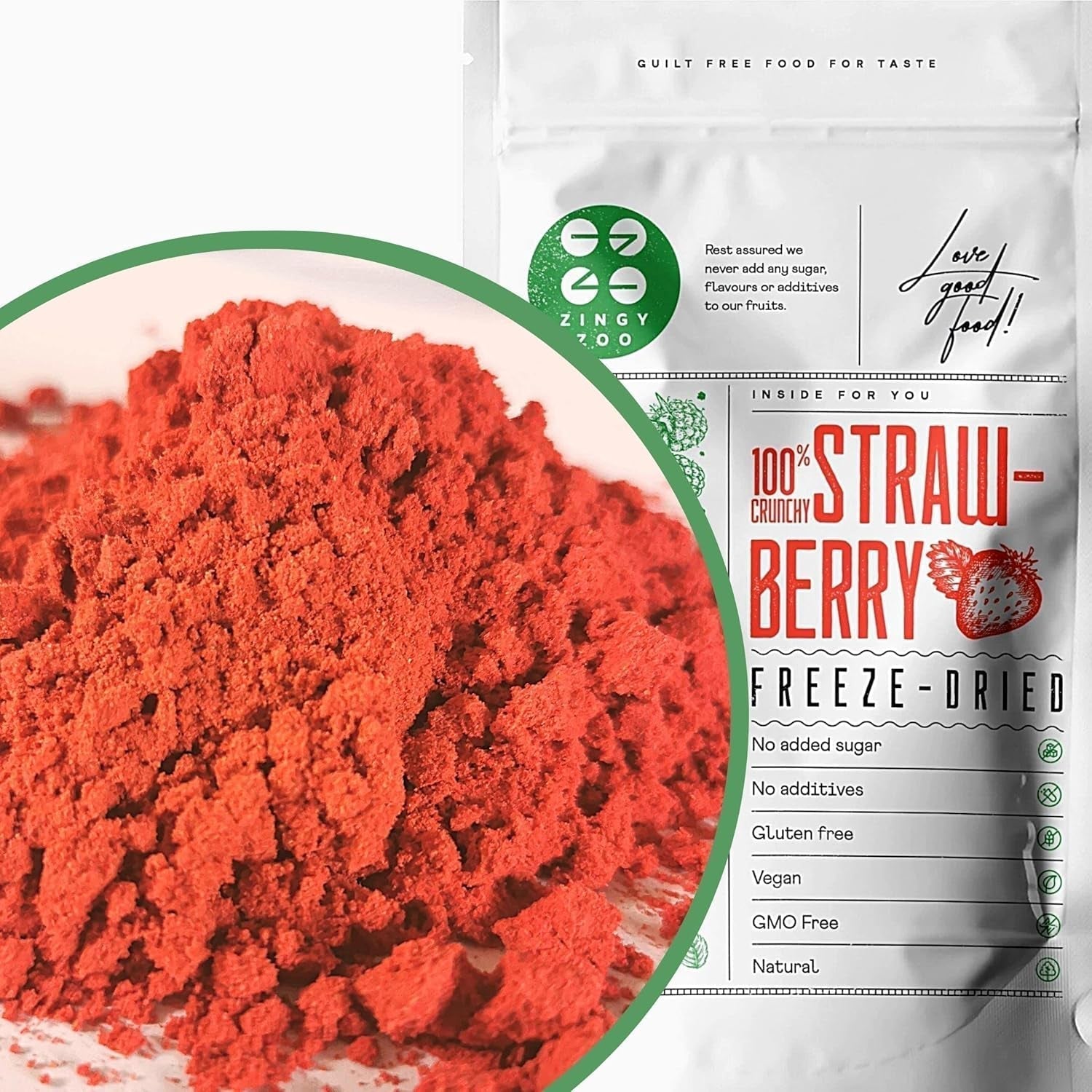 Frysetørret frugtpulver Jordbærpulver | Frysetørret jordbærpulver Jordbærpulver | Jordbærpulver Smoothie Jordbærpudding Tørret frugt (100g) Dehydrerede produkter Naty Shop 100G