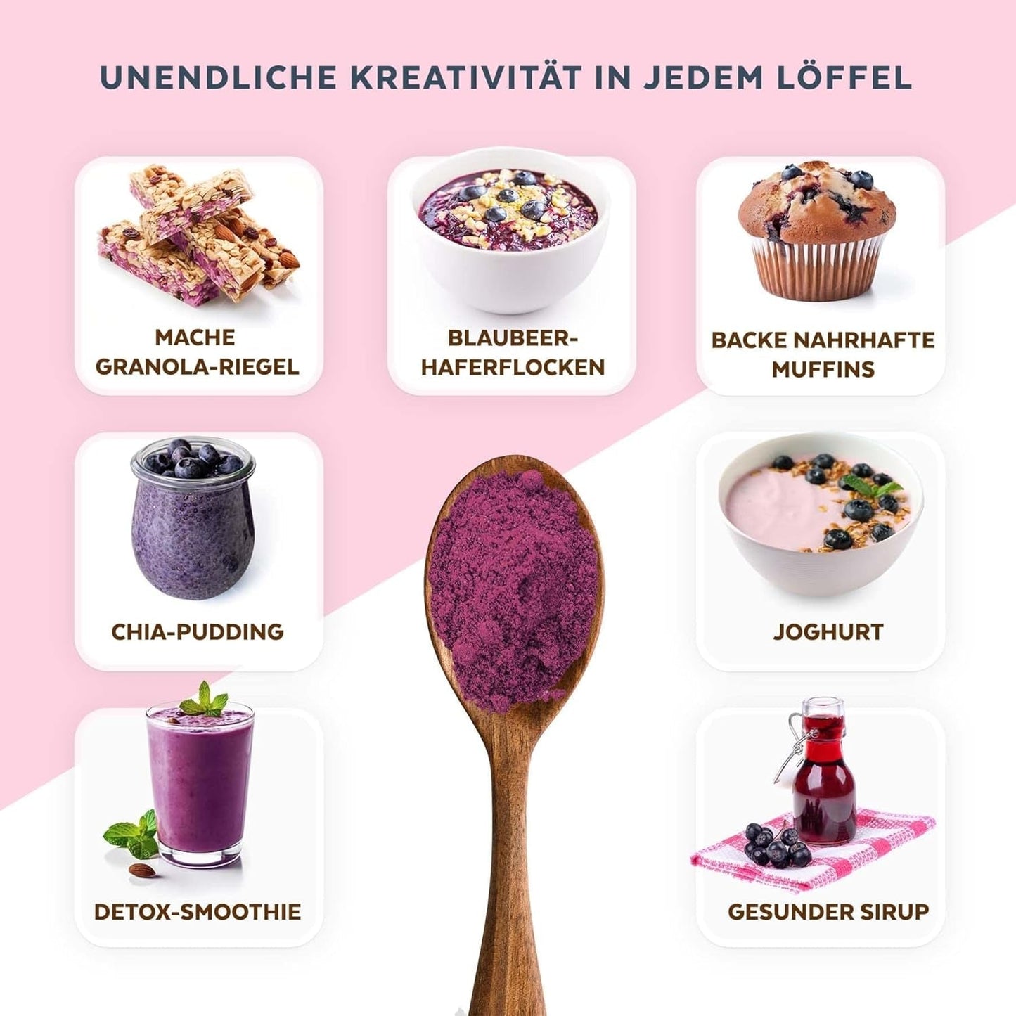 Økologisk vilde blåbærpulver, frysetørrede hele blåbær, 100 % rå fødevarekvalitet, rig på antioxidanter og C-vitamin, uden tilsat sukker, høstet i Nordeuropa Tørrede produkter Naty Shop
