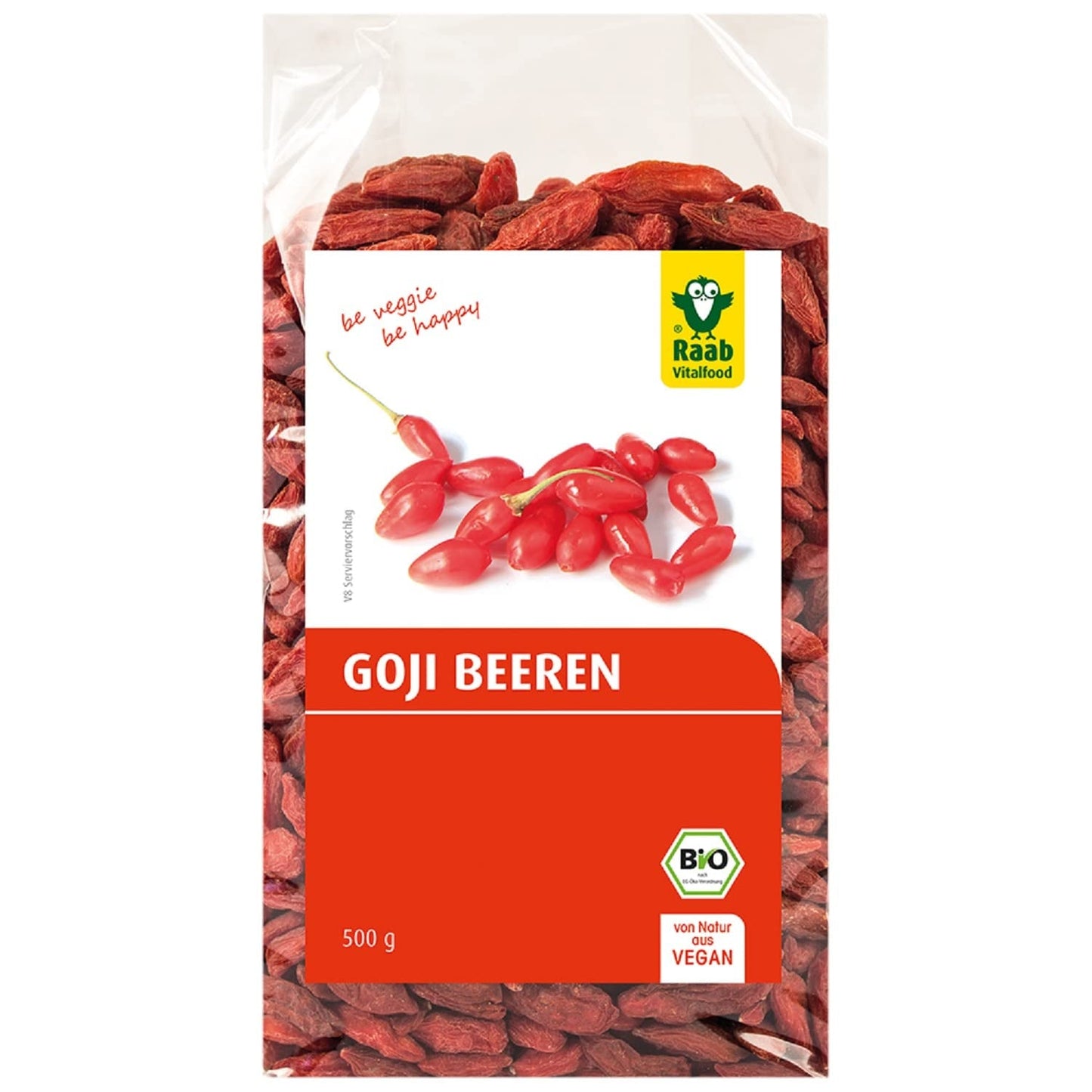 Raab Vitalfood økologiske gojibær, høj kvalitet, restkontrolleret, laboratorietestet, svovlfri, ingen tilsætningsstoffer, vegansk, rig på naturligt jern, kalium, vitamin C, ulvebær, 1 pakke (250 g) Naty Shop Dehydrerede produkter 500 gram