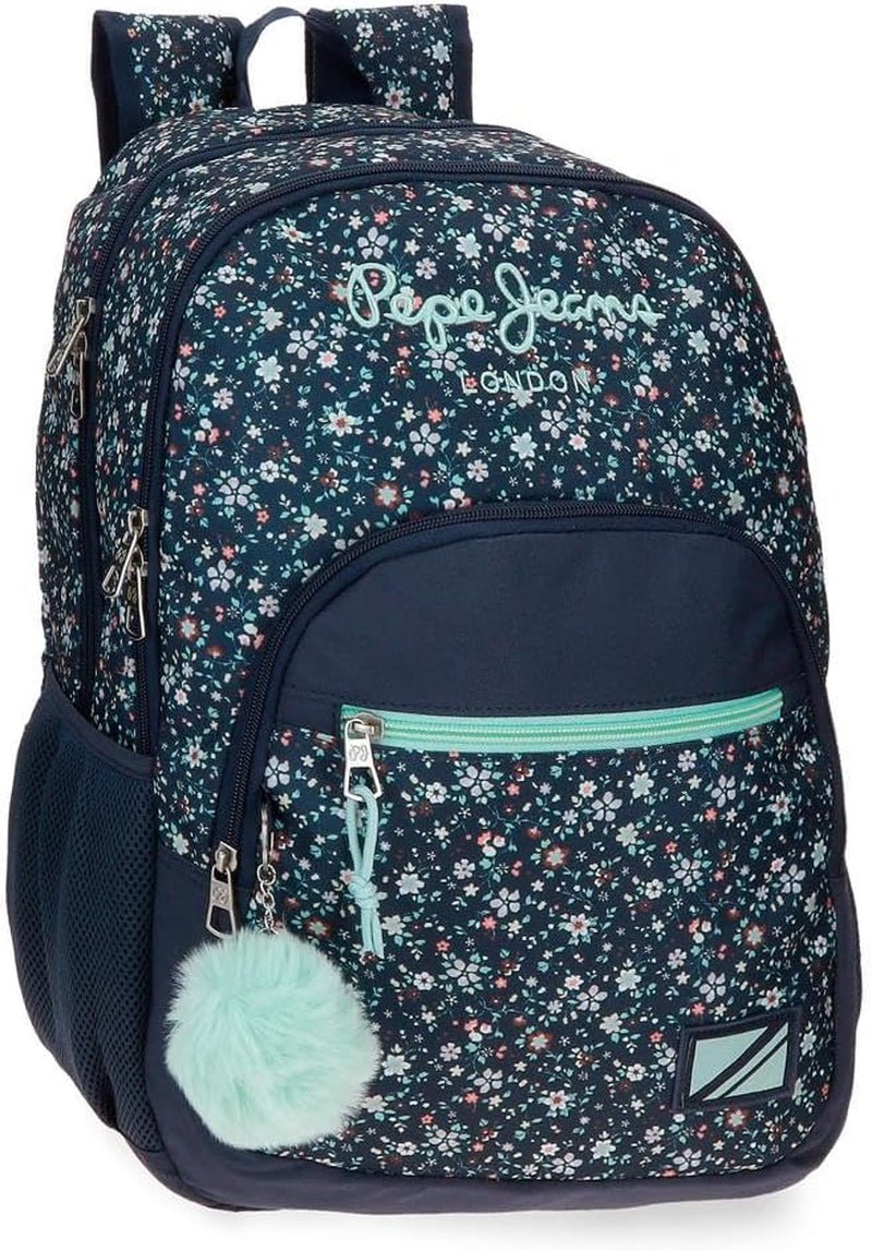 Pepe Jeans Alenka skolerygsæk med trolley, blå, 30 x 40 x 12 cm, polyester, 14,4 l, blå, skolerygsæk med trolley Premium rygsække og tasker Naty Shop Rygsæk 45