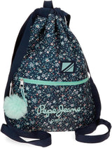 Pepe Jeans Alenka skolerygsæk med trolley, blå, 30 x 40 x 12 cm, polyester, 14,4 l, blå, skolerygsæk med trolley Premium rygsække og tasker Naty Shop Rygsæk Mit Kordelzug
