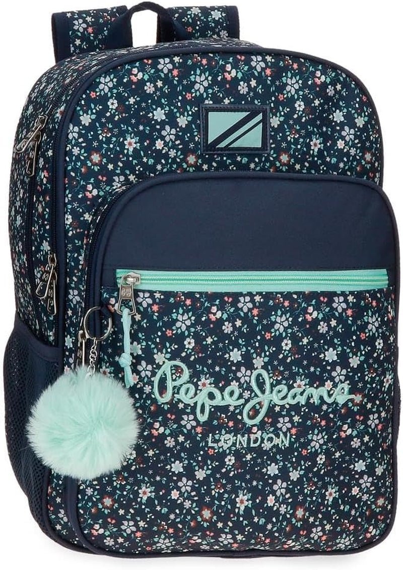 Pepe Jeans Alenka skolerygsæk med trolley, blå, 30 x 40 x 12 cm, polyester, 14,4 l, blå, skolerygsæk med trolley Premium rygsække og tasker Naty Shop Schulrygsæk