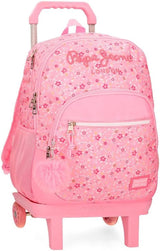Pepe Jeans Alenka skolerygsæk med trolley, blå, 30 x 40 x 12 cm, polyester, 14,4 l, blå, skolerygsæk med trolley Premium rygsække og tasker Naty Shop Rygsæk Mit Doppelfach Und Trolley