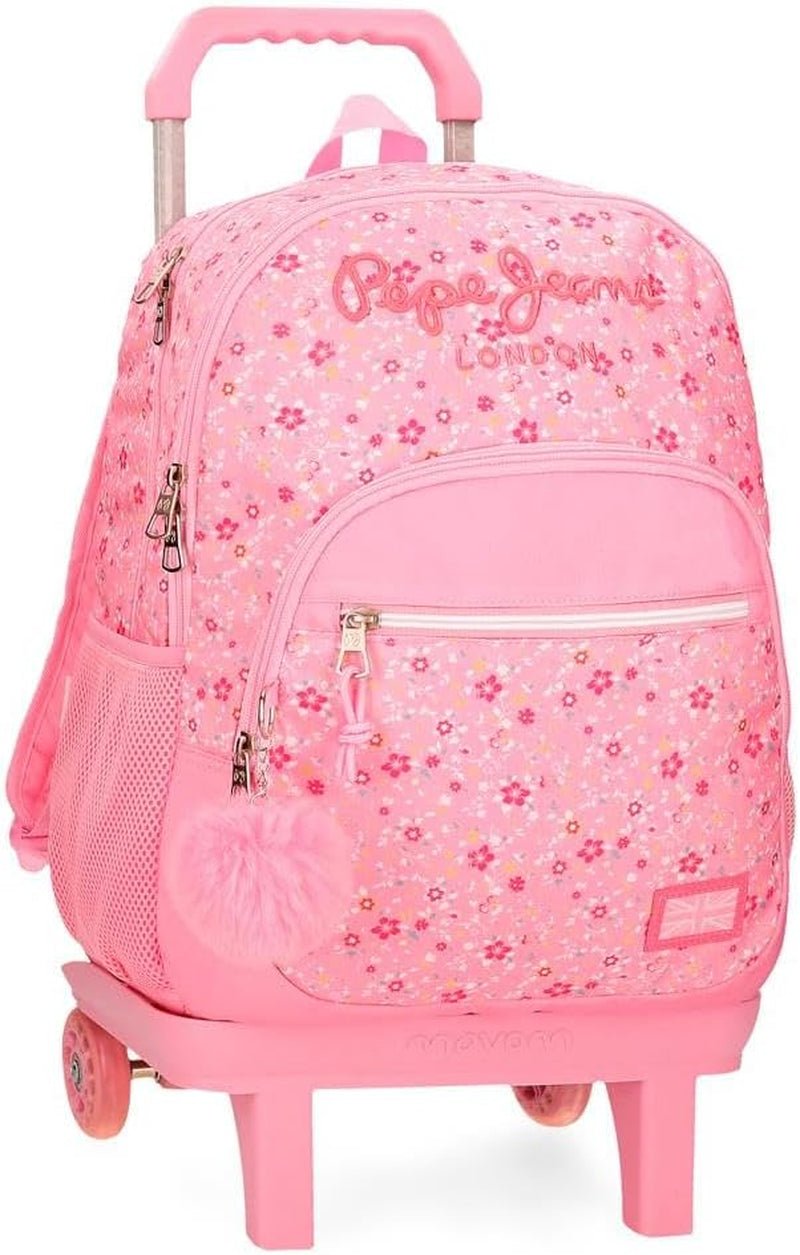Pepe Jeans Alenka skolerygsæk med trolley, blå, 30 x 40 x 12 cm, polyester, 14,4 l, blå, skolerygsæk med trolley Premium rygsække og tasker Naty Shop Rygsæk Mit Doppelfach Und Trolley