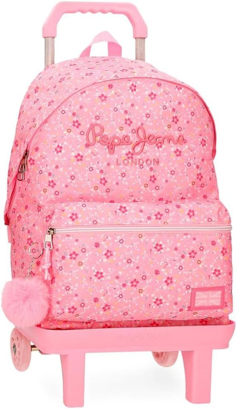 Pepe Jeans Alenka skolerygsæk med trolley, blå, 30 x 40 x 12 cm, polyester, 14,4 l, blå, skolerygsæk med trolley Premium rygsække og tasker Naty Shop Rygsæk 46 + Trolley