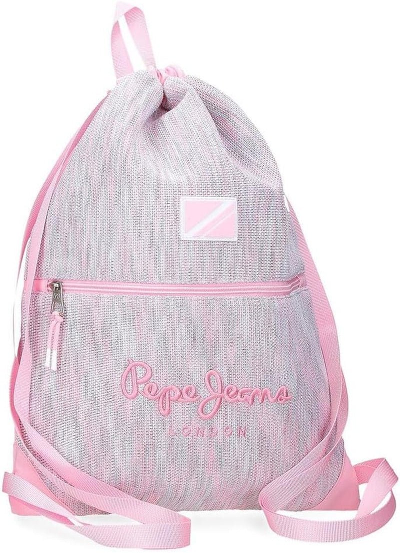 Pepe Jeans Miri skolerygsæk, pink, 31 x 44 x 17,5 cm, polyester, 22,79 l, pink, skolerygsæk Premium rygsække og tasker Naty Shop Sack-rygsæk