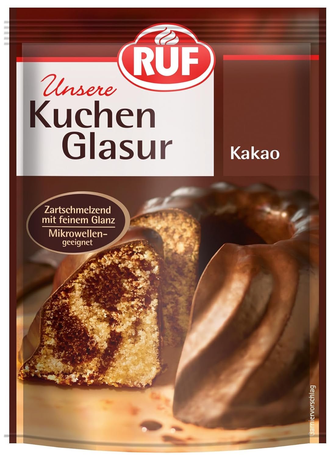 RUF Cake Glaze Bourbon Vanilje, 100 g i en pose, tåler mikroovn, til glasering og dekoration af kiks, muffins og kager, glutenfri Naty Shop Cacao sukkerpasta