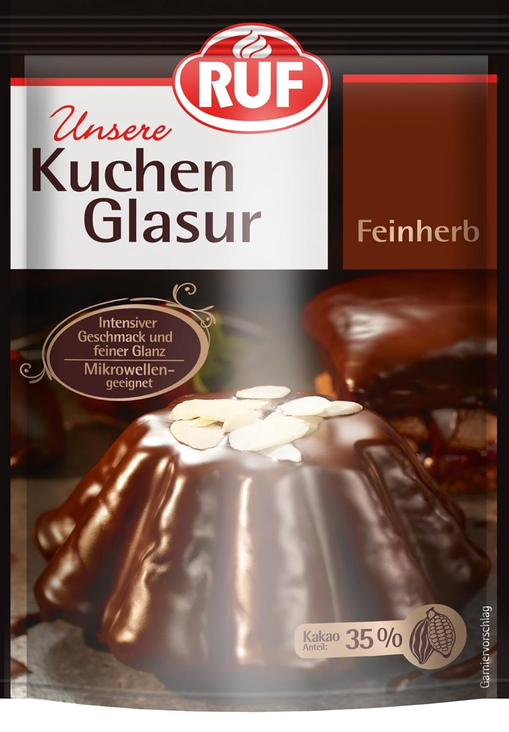 RUF Cake Glaze Bourbon Vanilje, 100 g i en pose, tåler mikroovn, til glasering og dekoration af kiks, muffins og kager, glutenfri Sukkerpasta Naty Shop Fin tærte