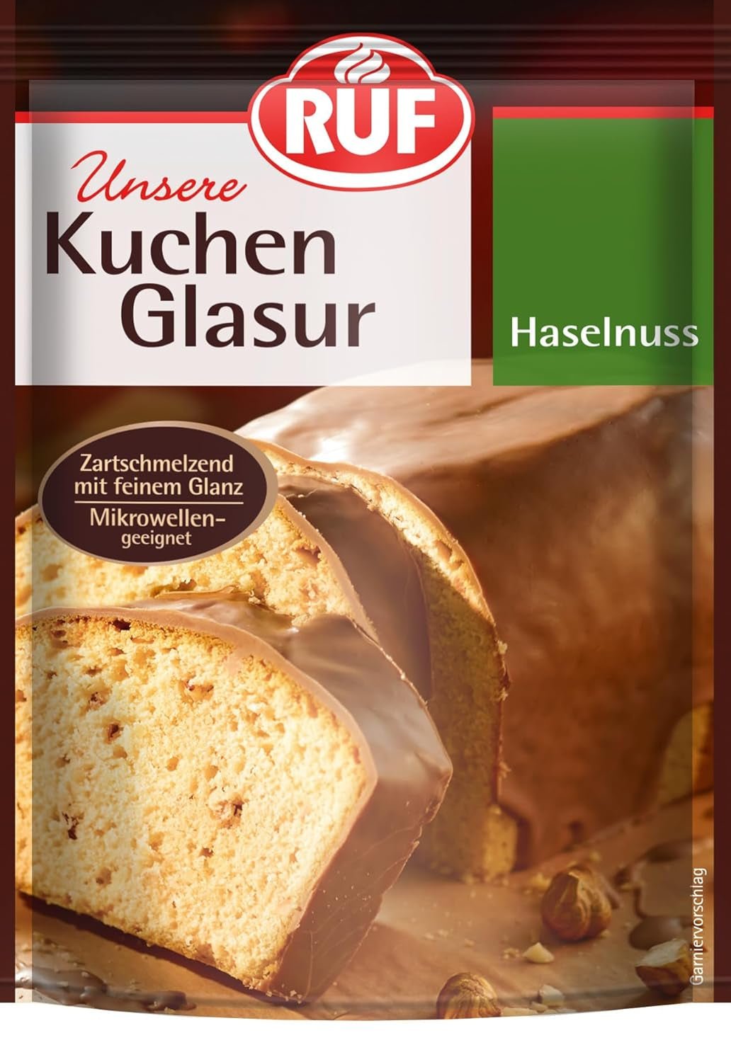 RUF Cake Glaze Bourbon Vanilje, 100 g i en pose, tåler mikroovn, til glasering og dekoration af kiks, muffins og kager, glutenfri Sugar Paste Naty Shop Hasselnød