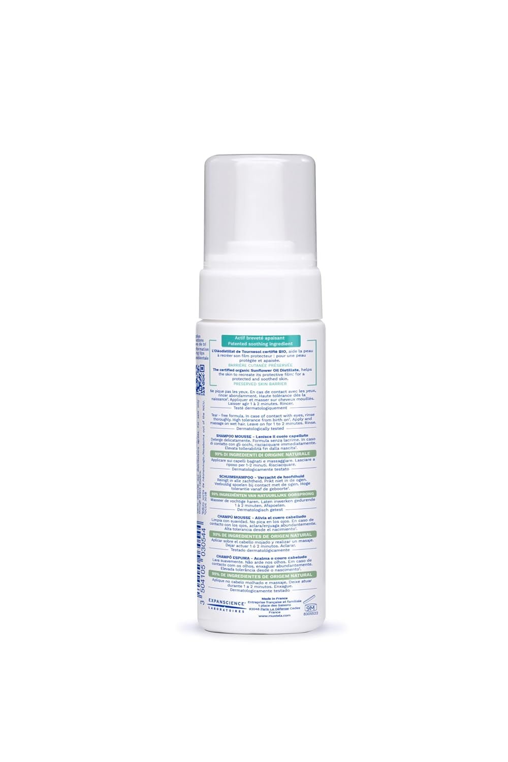 Mousse shampoo til mælkeskorper, hår, babyer, børn, hele familien - Hjælper med at fjerne mælkeskorpe, skånsom rengøring, ingen stik (150ml) Børn - Bad og hudpleje Naty Shop