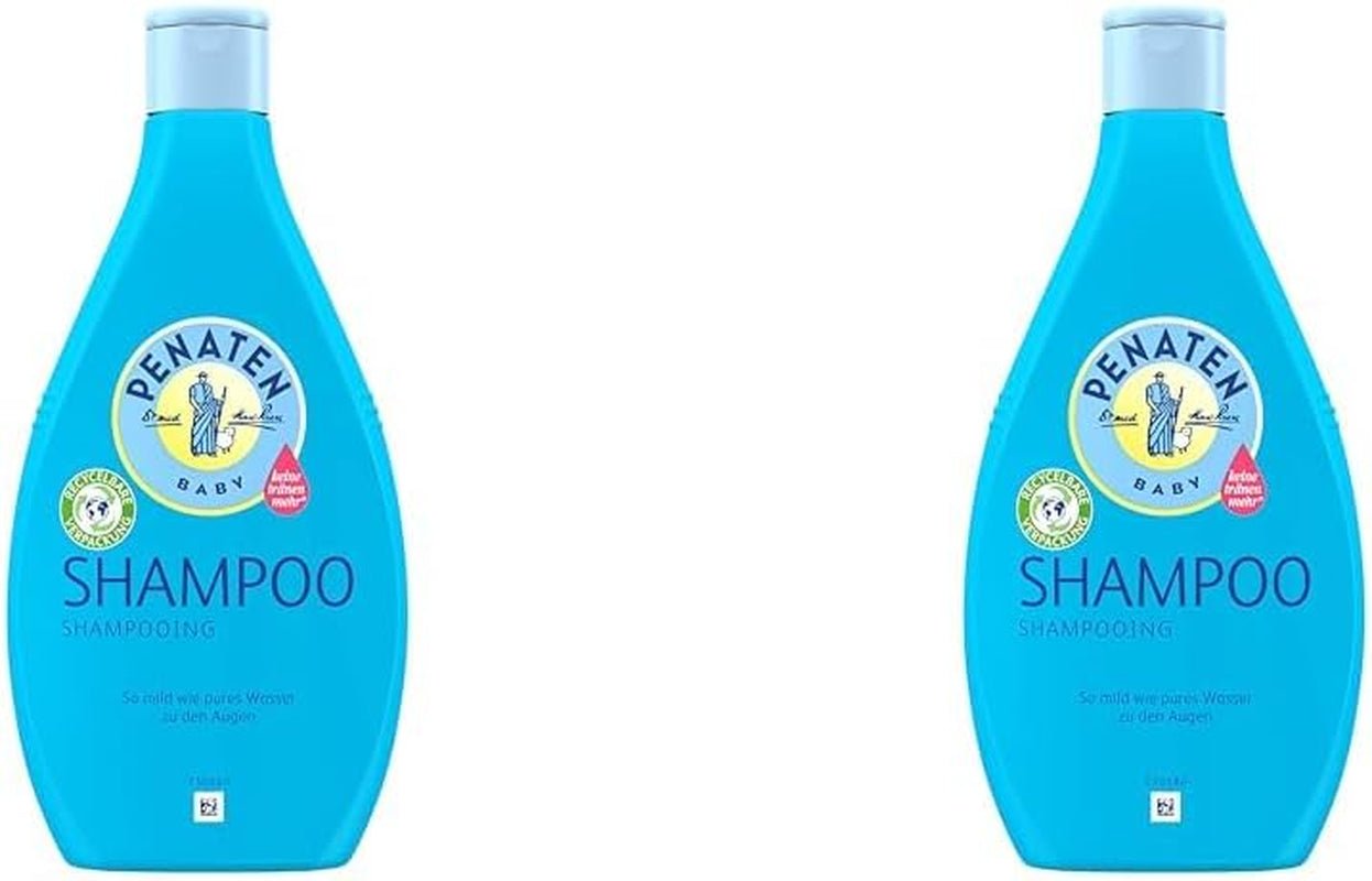 PENATEN shampoo (400 ml), ekstra skånsom shampoo til babyer, til blødt og letkæmmet hår, skånsomt som rent øjenvand, i genanvendelig emballage (pakke med 2) Børn - Bad og hudpleje Naty Shop Standardtitel