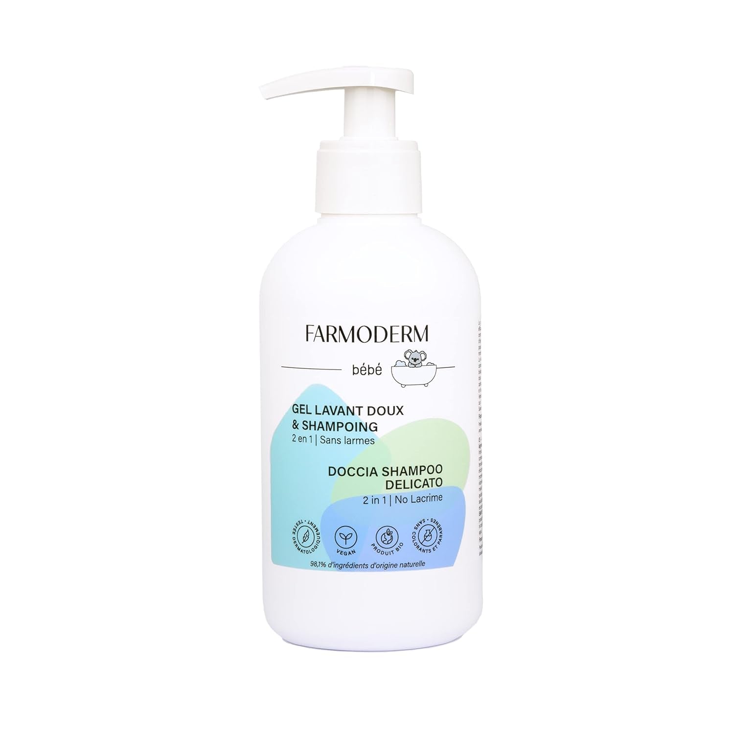 Shampoo og rensegel 2 i 1 daglig skånsom babyshampoo og rensegel - vegansk og økologisk - med 98 % naturlige ingredienser - Shampoo uden tårer til børn og babyer - 300 ml Børn - Bad og hudpleje Naty Shop Standard titel