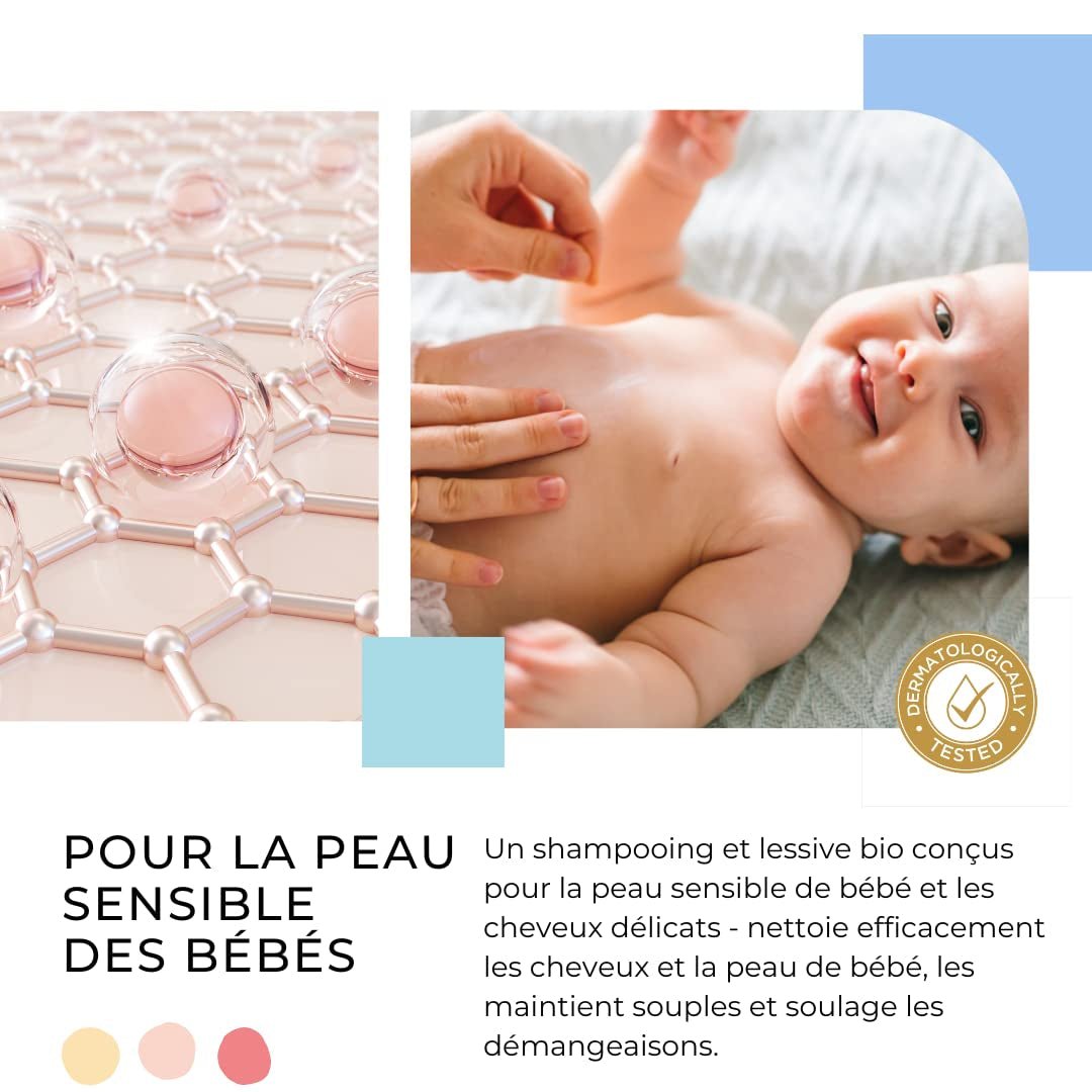 Shampoo og rensegel 2 i 1 Daily Gentle Baby Shampoo & Cleansing Gel - vegansk og økologisk - med 98% naturlige ingredienser - Shampoo uden tårer til børn og babyer - 300 ml Børn - Bad og hudpleje Naty Shop