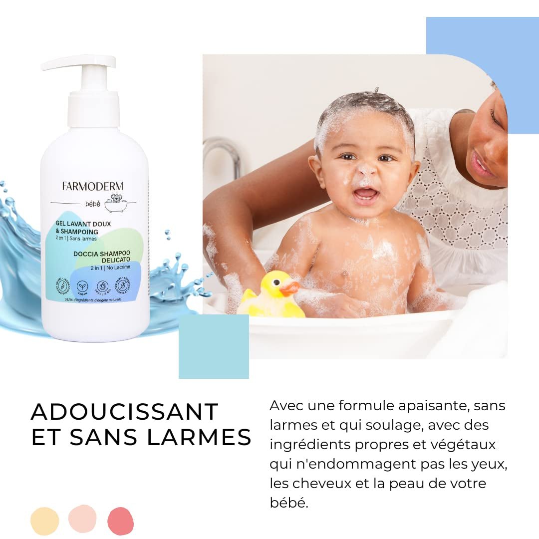 Shampoo og rensegel 2 i 1 Daily Gentle Baby Shampoo & Cleansing Gel - vegansk og økologisk - med 98% naturlige ingredienser - Shampoo uden tårer til børn og babyer - 300 ml Børn - Bad og hudpleje Naty Shop