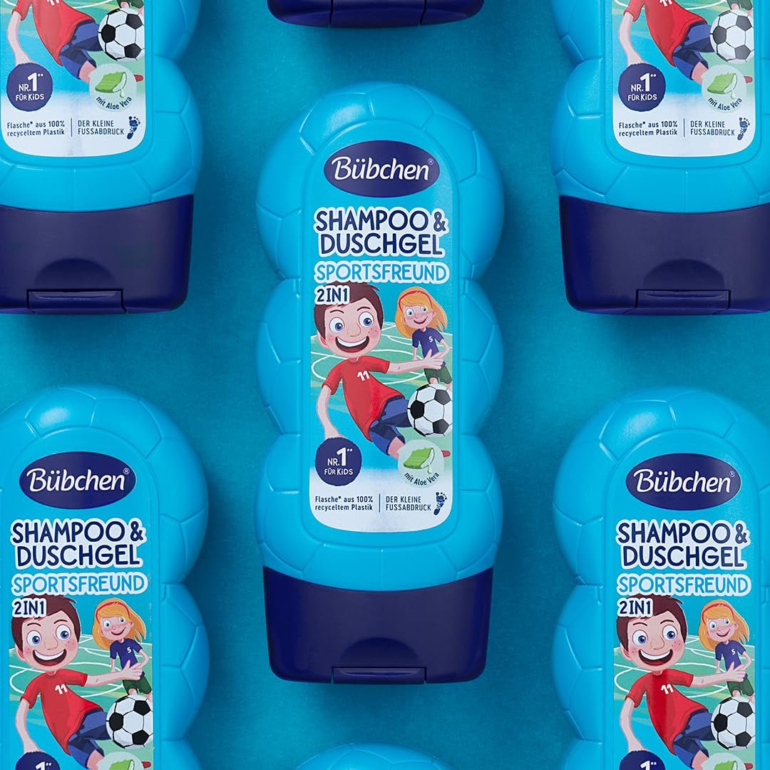 Buebchen Sportsfreund 2i1 shampoo og shower gel, 230 ml Børn - Bad og hudpleje Naty Shop