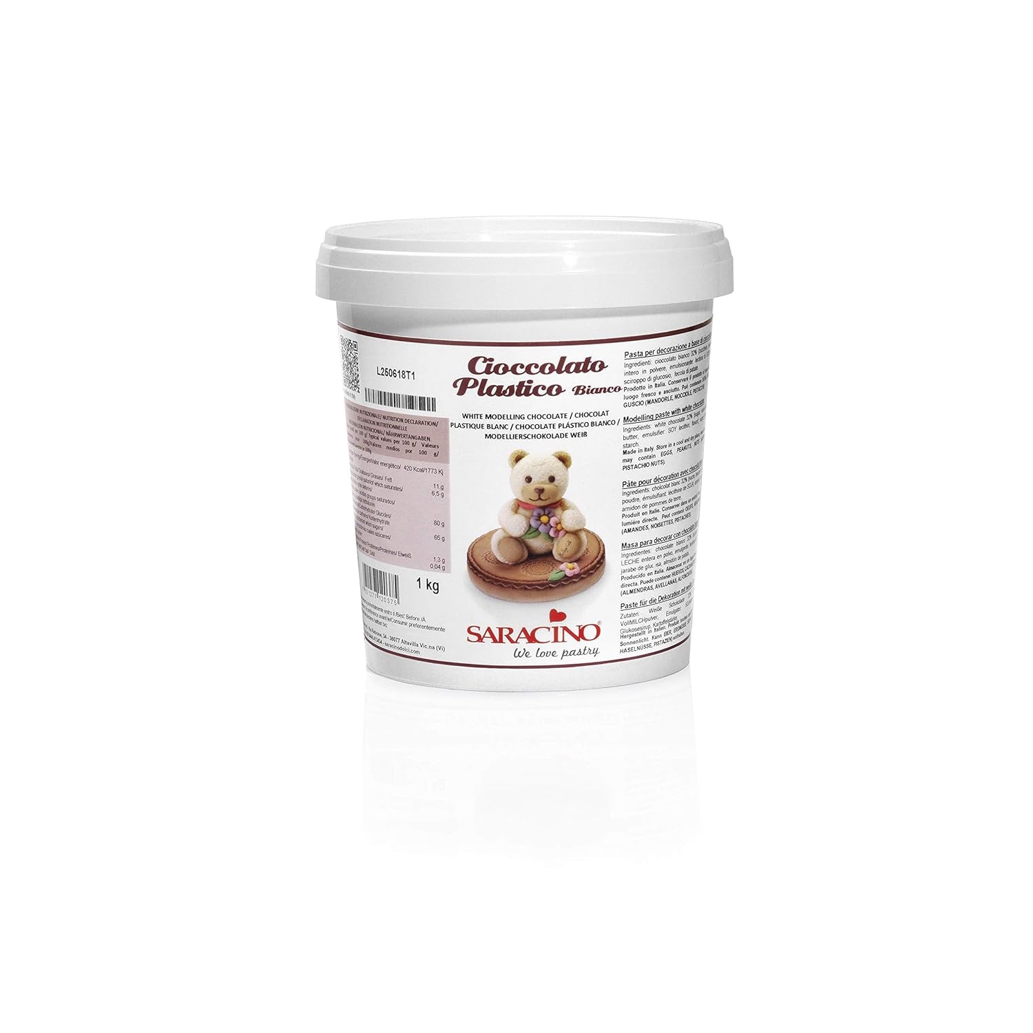 Saracino Hvid modelleringschokolade Til dekoration og modellering 1 Kg Made In Italy Sukkerpasta Naty Shop Elfenben