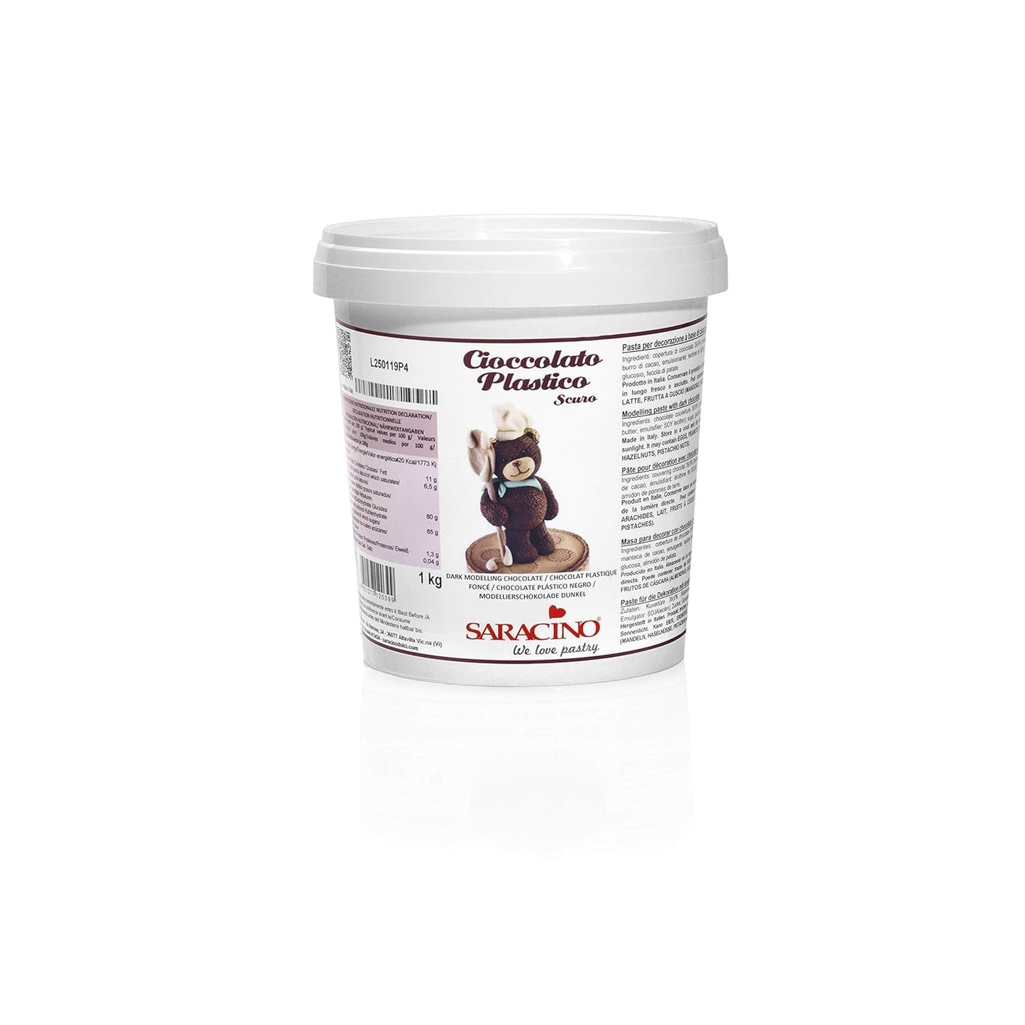 Saracino Hvid modelleringschokolade Til dekoration og modellering 1 Kg Made In Italy Sukkerpasta Naty Shop Brown