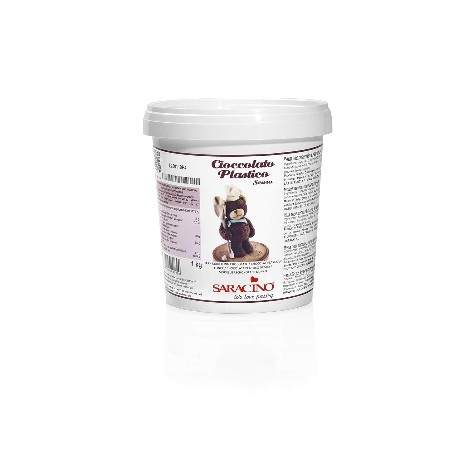 Saracino Hvid modelleringschokolade Til dekoration og modellering 1 Kg Made In Italy Sukkerpasta Naty Shop Brown