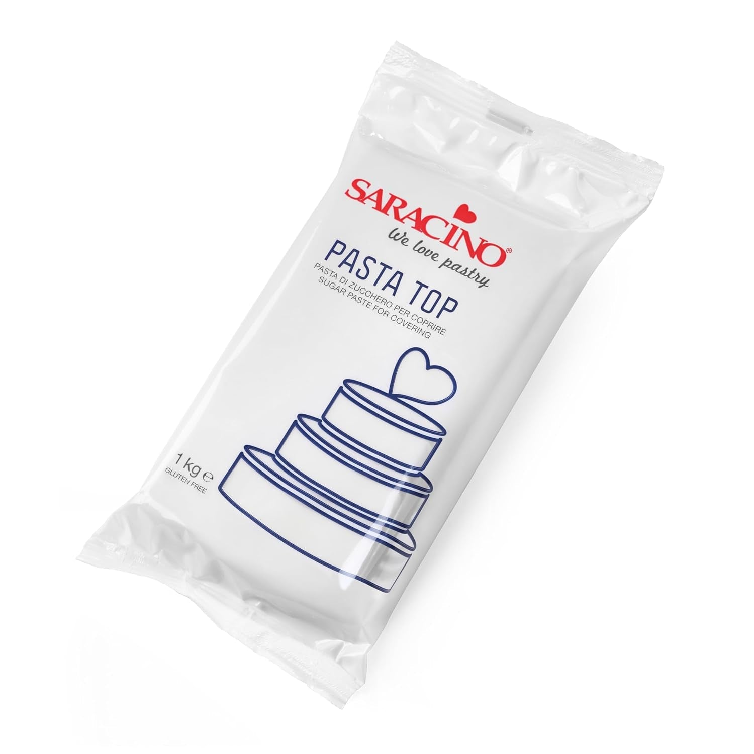 Saracino Fondant Top, Sukkerpasta til dækning af 1 kg, Made In Italy Sukkerpasta Naty Shop White