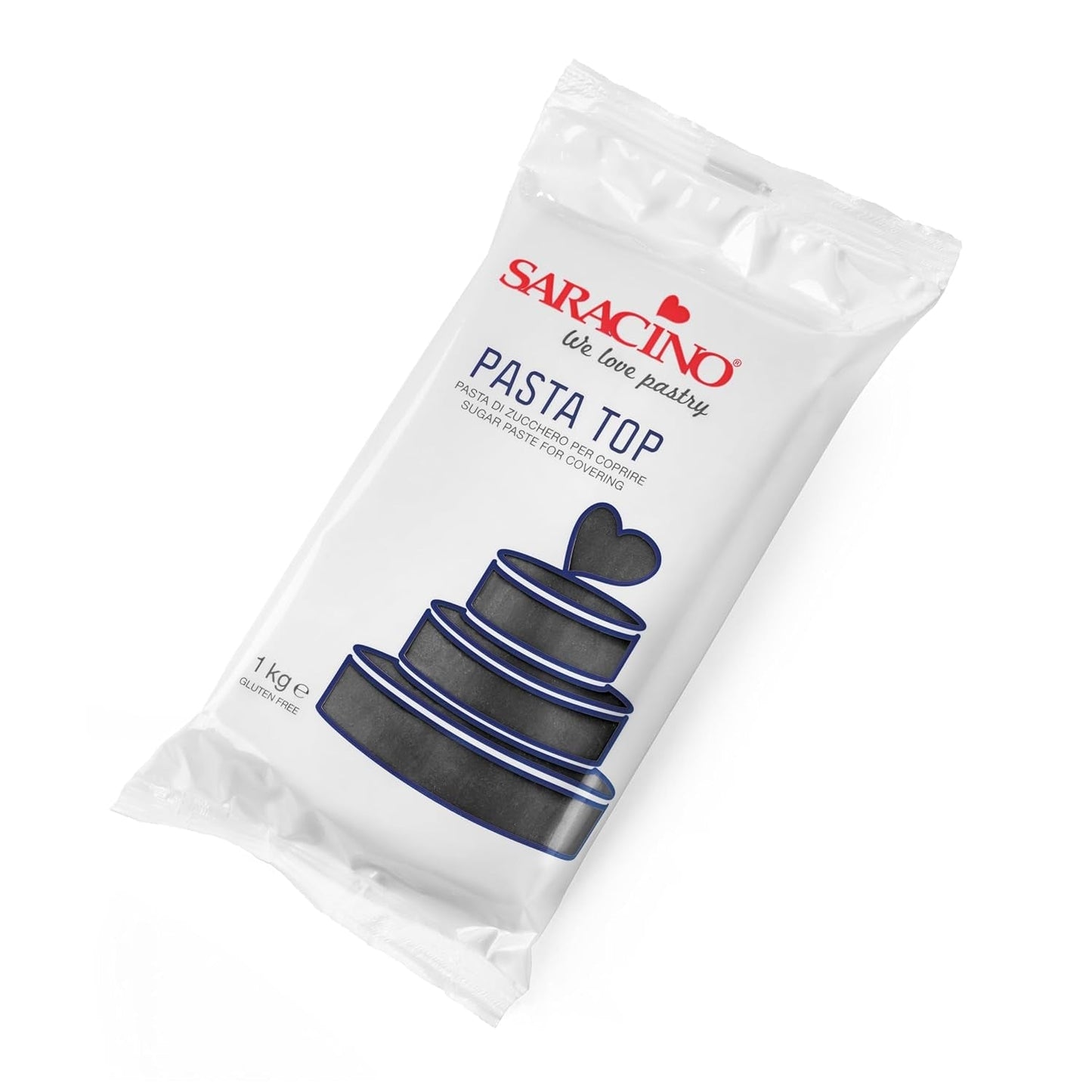Saracino Fondant Top, Sugarpaste til at dække 1 kg, Made In Italy Sugarpaste Naty Shop Black