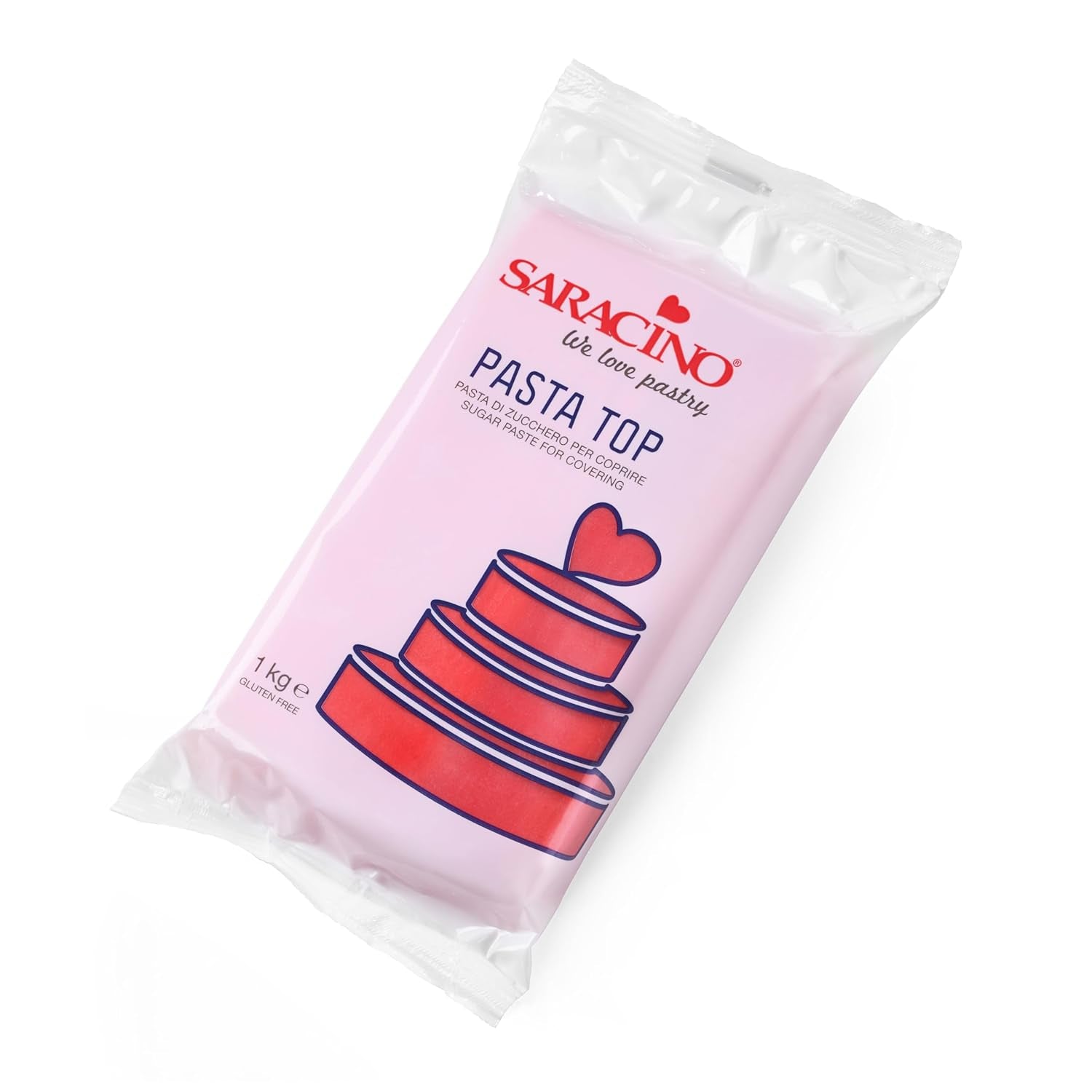 Saracino Fondant Top, Sukkerpasta til dækning af 1 kg, Made In Italy Sukkerpasta Naty Shop Red
