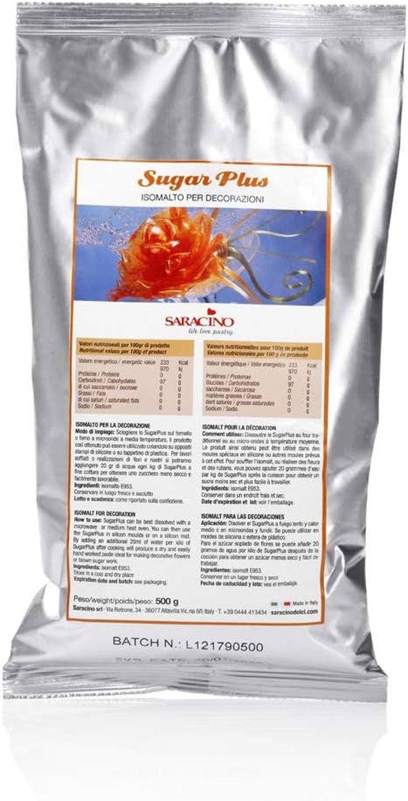 Saracino Sugarplus - Isomalt til stive sukkerdekorationer 0,5 Kg Made In Italy Sukkerpasta Naty Shop Standardtitel