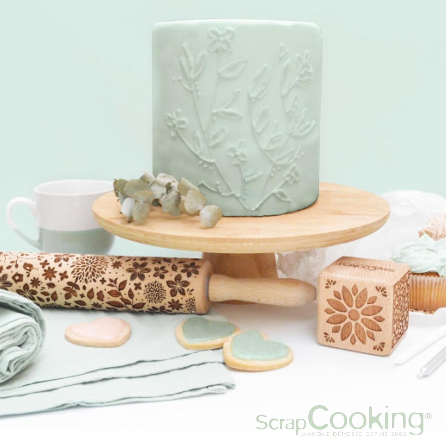 ScrapCooking - Pâte Ã Sucre Vert Sauge 250 g - Colorant d'Origine Naturelle - Sans Gluten, Sans Huile de Palme - Pour Gâteaux, Pâtisseries Anniversaire - Vert Pastel - Fabrikie en France - 7621 Sukkerpasta Naty Shop