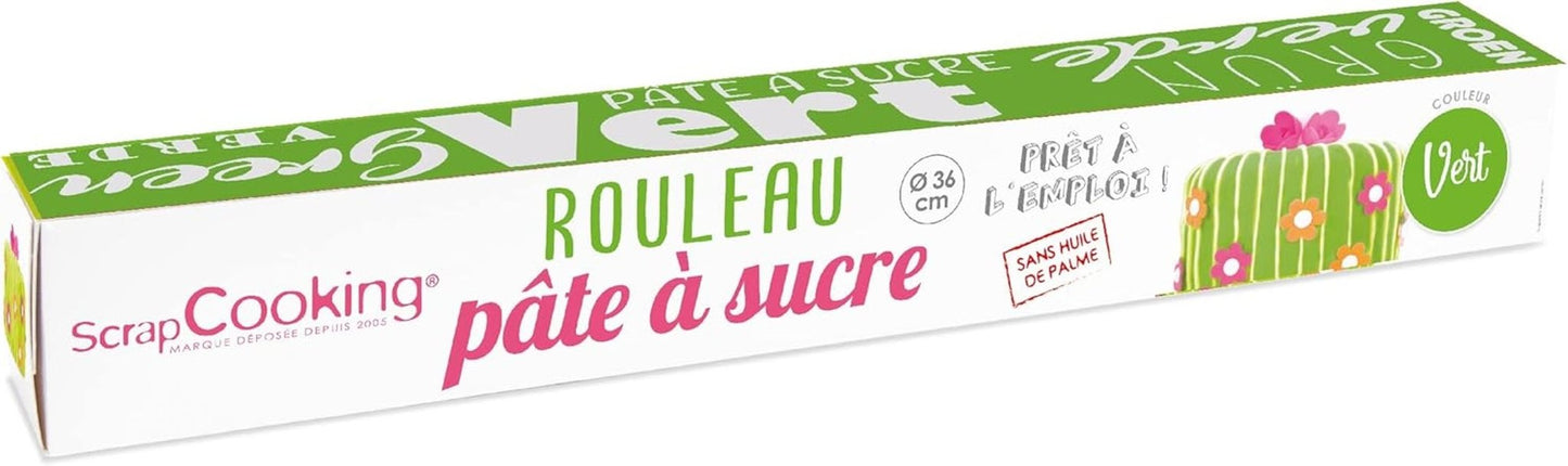 ScrapCooking - Pink fondant rulle â'¬ 36 cm - Rullet sort fondant 430 g - Kage topper fondant topper dekoration til kager, bagning, fødselsdage, fester - Pink - 7264 Sukkerpasta Naty Shop Greetings