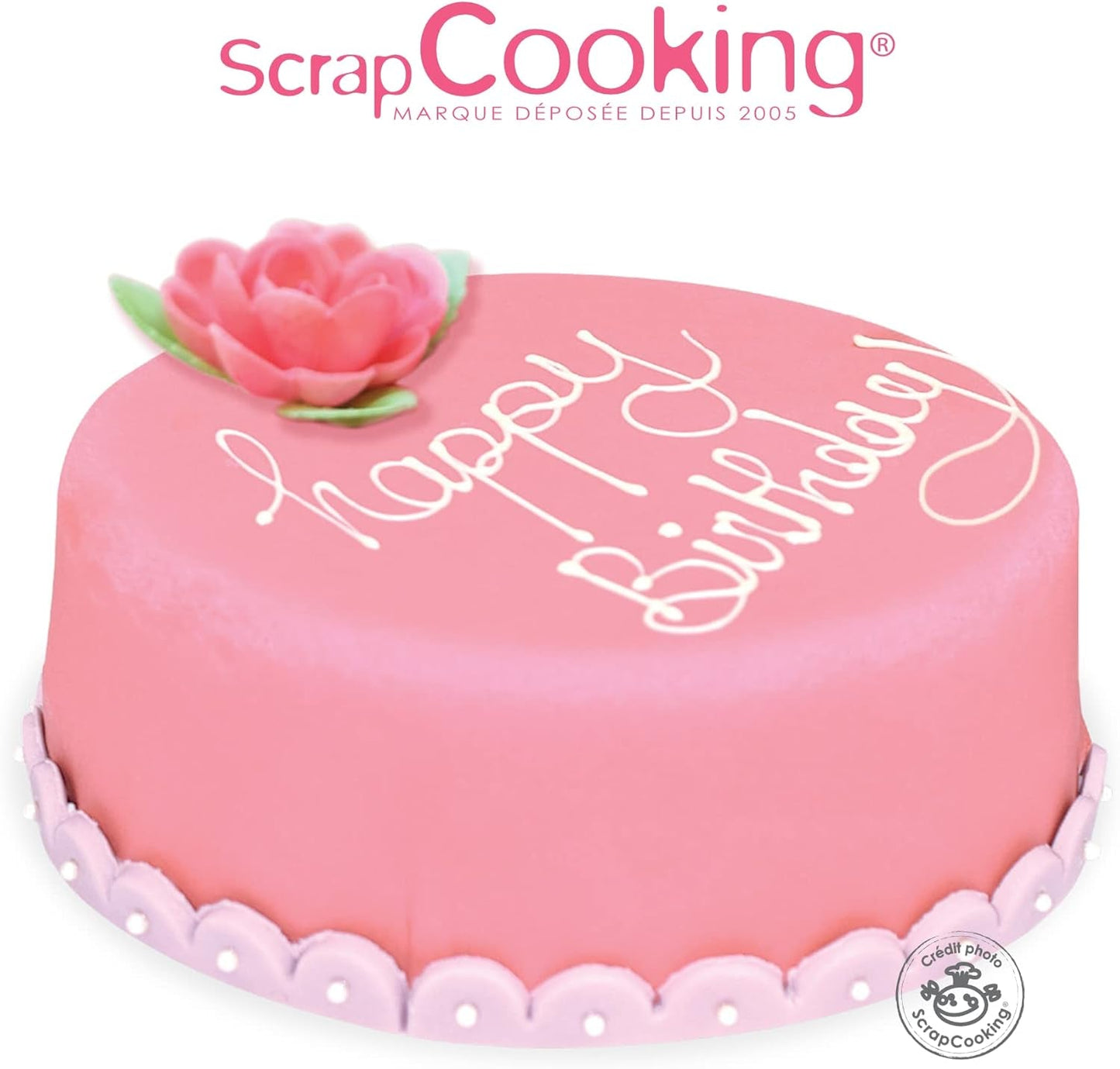 ScrapCooking - Pink fondant rulle â'¬ 36 cm - Rullet sort fondant 430 g - Kage topper fondant topper dekoration til kager, bagning, fødselsdage, fester - Pink - 7264 Sukkerpasta Naty Shop