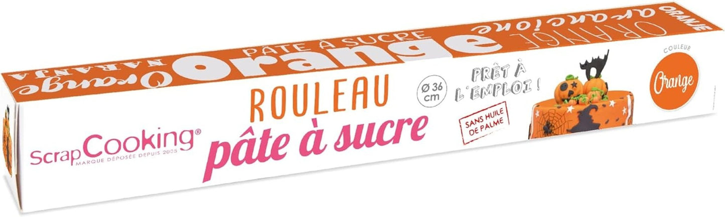 ScrapCooking - Pink fondant rulle â'¬ 36 cm - Rullet sort fondant 430 g - Kage topper fondant topper dekoration til kager, bagning, fødselsdage, fester - Pink - 7264 Naty Shop Orange sukkerpasta