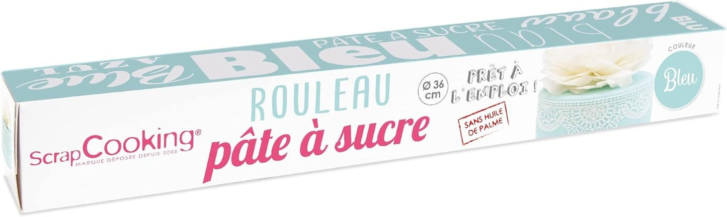 ScrapCooking - Pink fondant rulle â'¬ 36 cm - Rullet sort fondant 430 g - Kage topper fondant topper dekoration til kager, bagning, fødselsdage, fester - Pink - 7264 Naty Shop Sugarpaste Himmelblå