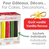 ScrapCooking - Sæt med 5 Fondant - hvid, gul, rød, grøn og brun - 5 x 80g - sukkerpasta til kager Kagepynt Fødselsdagsjul - glutenfri og palmeoliefri - 7257 Naty Shop Sugarpaste