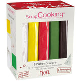 ScrapCooking - Sæt med 5 Fondant - hvid, gul, rød, grøn og brun - 5 x 80 g - sukkerpasta til kager Kagepynt Fødselsdag Jul - gluten- og palmeoliefri - 7257 Sugarpaste Naty Shop Standardtitel