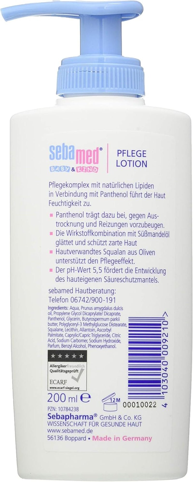 Sebamed Baby and Child Care Lotion med Panthenol, 2-pak, 2 x 200 ml, plejer blidt børns sarte hud, også til tør hud og irritationer Børn - Bad og hudpleje Naty Shop