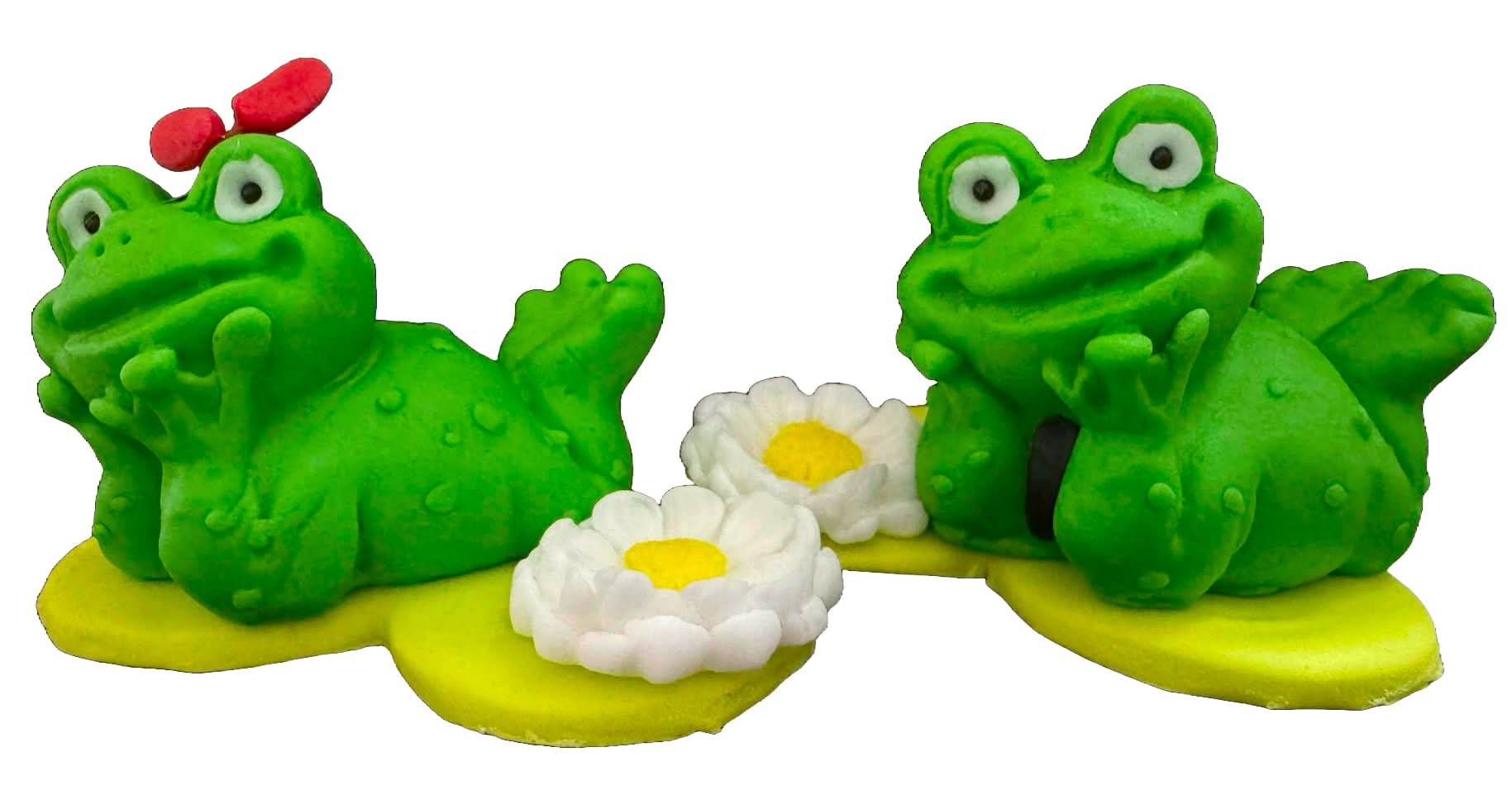 Sæt med 2 spiselige sukkerpynt, Frogs Sugar Paste Decorations Nati Shop