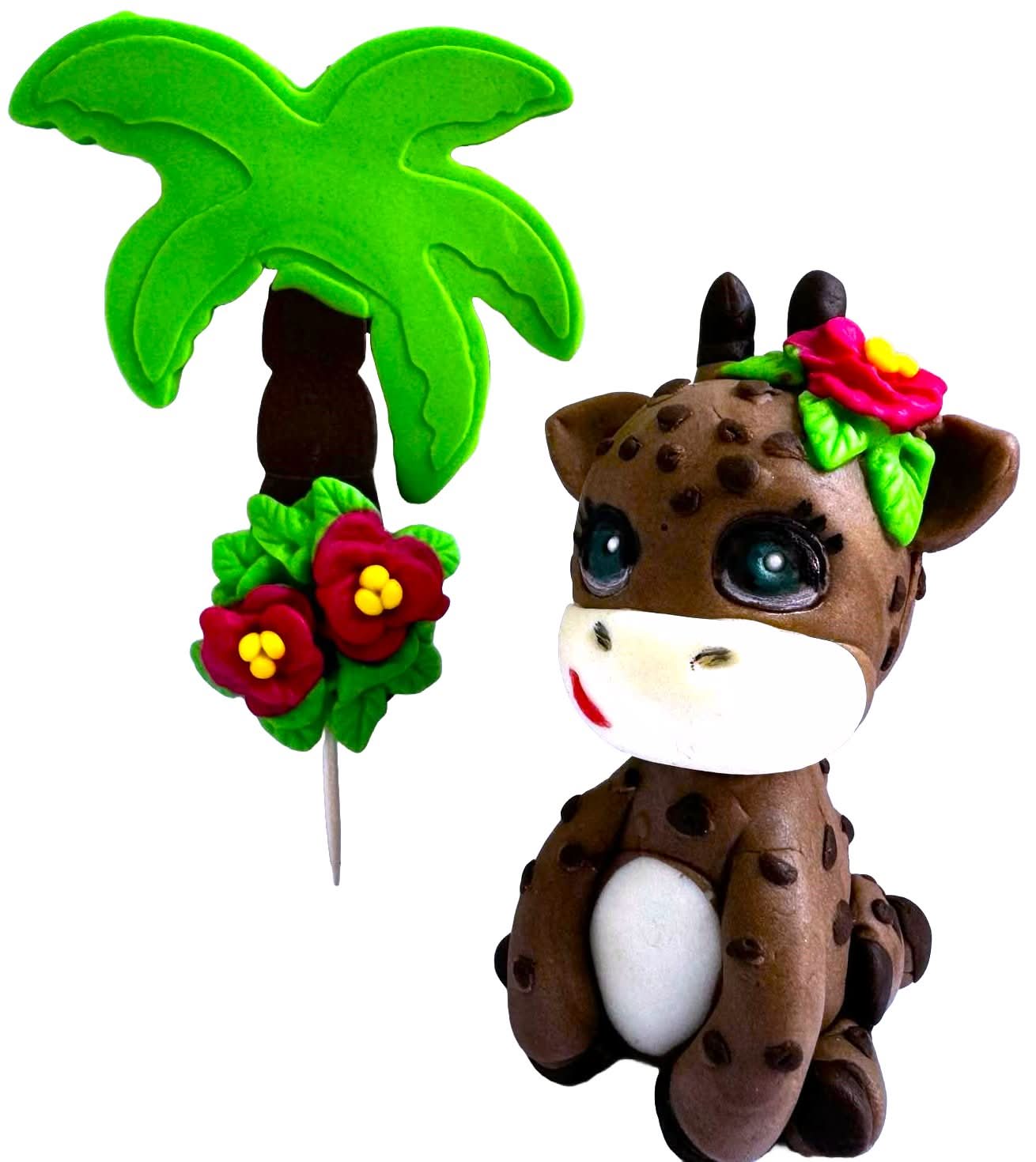Sæt med 2 spiselige sukkerdekorationer, Sophie the Giraffe Sugar Paste Decorations Nati Shop