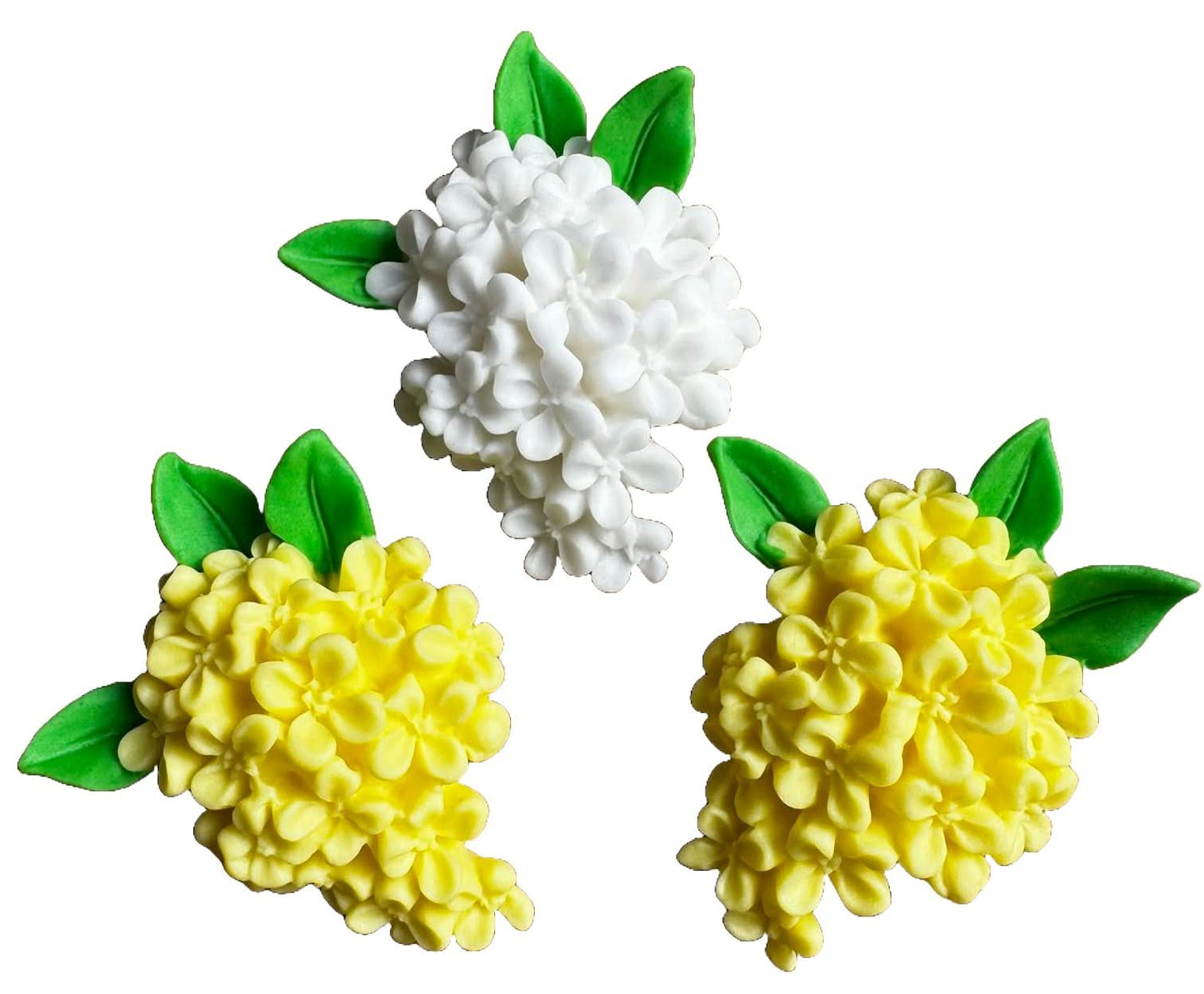 Sæt med 3 spiselige sukkerpynt, lilla blomsterdekorationer fra Sugar Paste Nati Shop